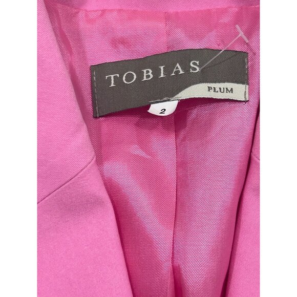 Tobias Blazer Jacket Women's Size 2 Slim Fit Three Button Front Pockets Pink - Picture 2 of 9